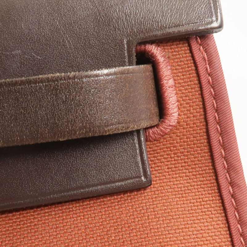 HERMES 帆布/皮革Herbag PM銀扣手挽肩背兩用袋Rouge Garance-18