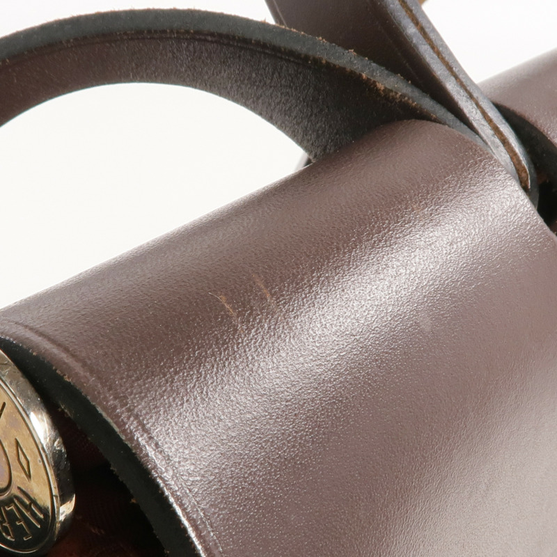 HERMES 帆布/皮革Herbag PM銀扣手挽肩背兩用袋Rouge Garance-19