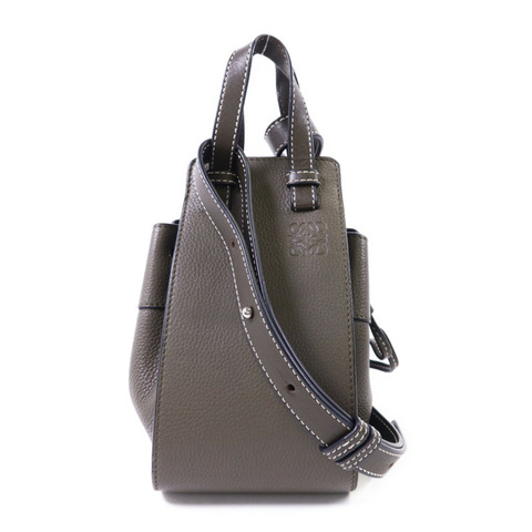 LOEWE 牛皮皮革Mini Hammock Bag銀扣手挽肩背兩用袋