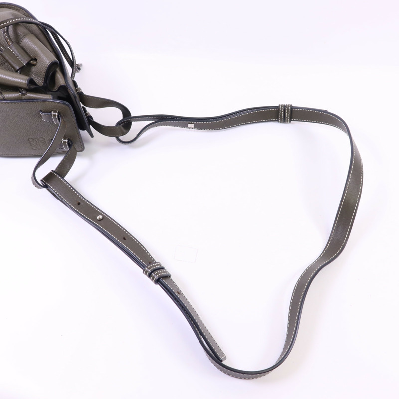 LOEWE 牛皮皮革Mini Hammock Bag銀扣手挽肩背兩用袋-4