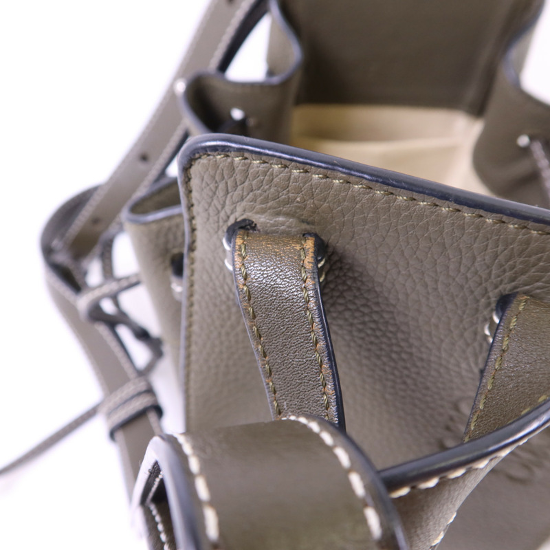 LOEWE 牛皮皮革Mini Hammock Bag銀扣手挽肩背兩用袋-15