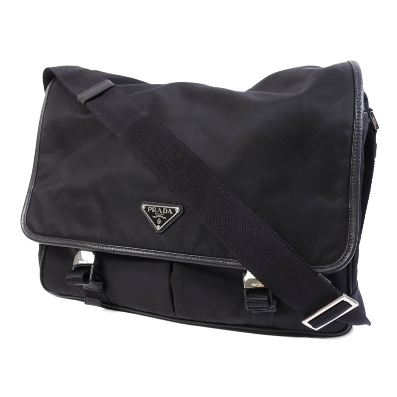 PRADA 尼龍Messenger Bag銀扣肩背袋-2