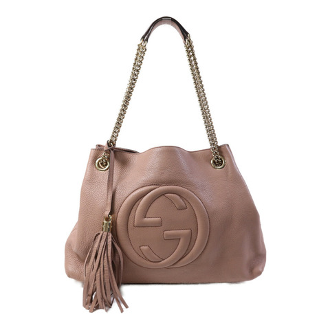 GUCCI 牛皮皮革Shoulder Bag金扣鏈帶肩背袋