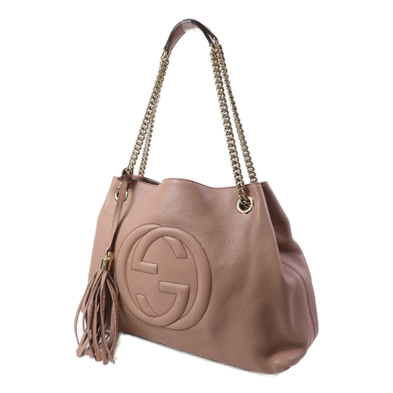 GUCCI 牛皮皮革Shoulder Bag金扣鏈帶肩背袋-2