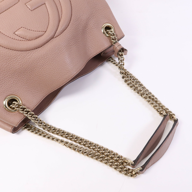 GUCCI 牛皮皮革Shoulder Bag金扣鏈帶肩背袋-9