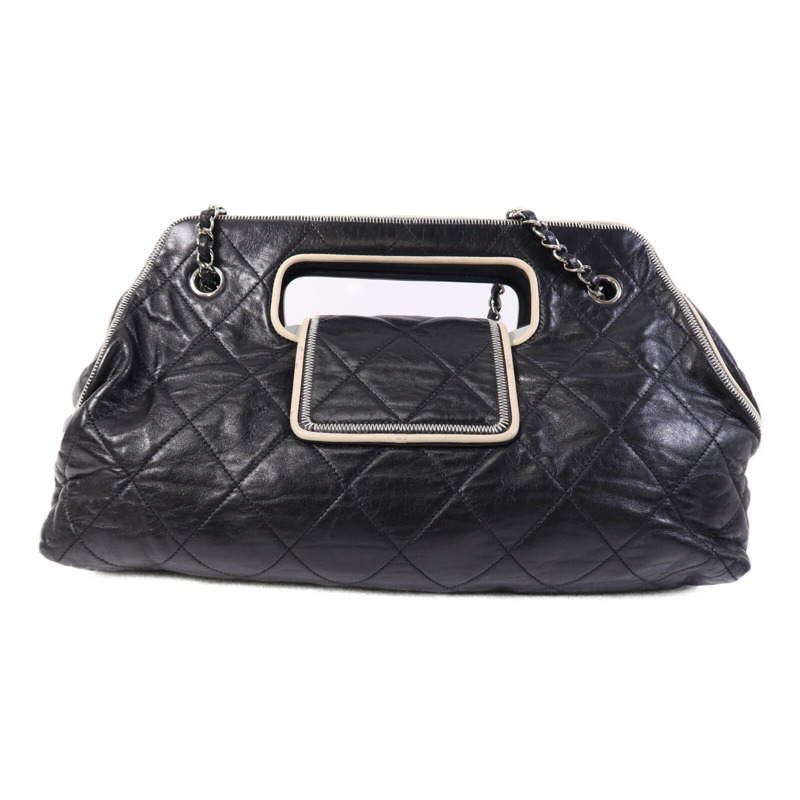 CHANEL 牛皮皮革Chain Shoulder Bag銀扣鏈帶肩背袋-1