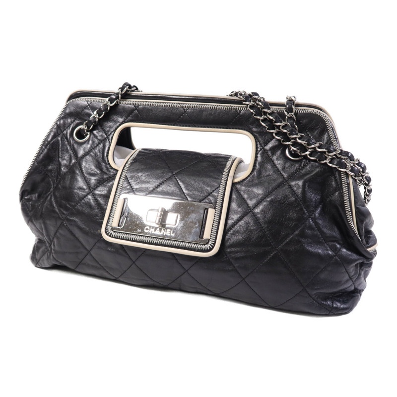 CHANEL 牛皮皮革Chain Shoulder Bag銀扣鏈帶肩背袋-2