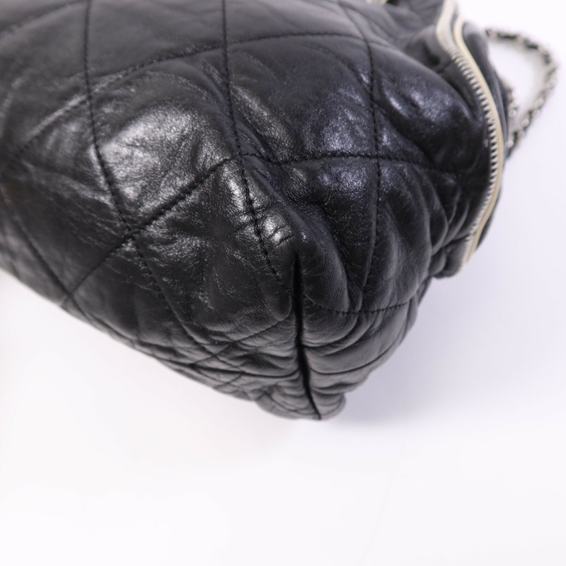 CHANEL 牛皮皮革Chain Shoulder Bag銀扣鏈帶肩背袋-8