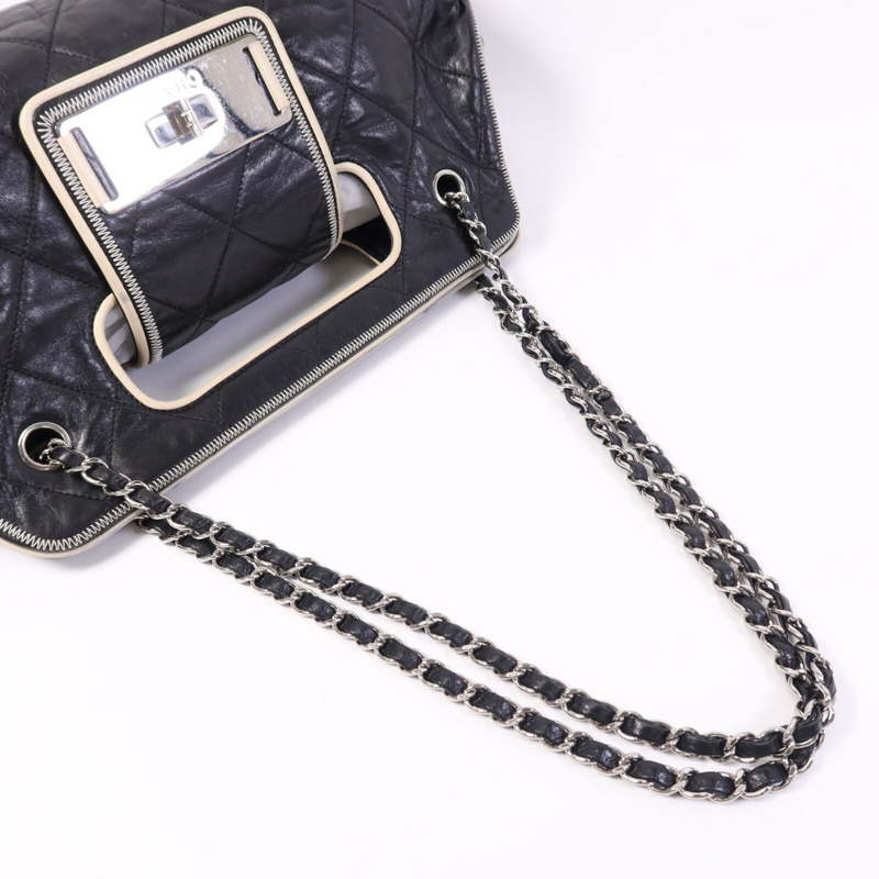 CHANEL 牛皮皮革Chain Shoulder Bag銀扣鏈帶肩背袋-10