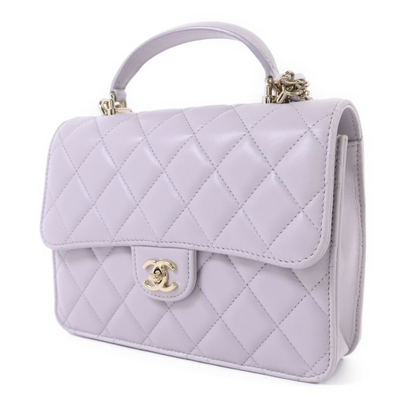 CHANEL 羊皮皮革Mini Flap Bag With Top Handle金扣手挽肩背兩用袋-2
