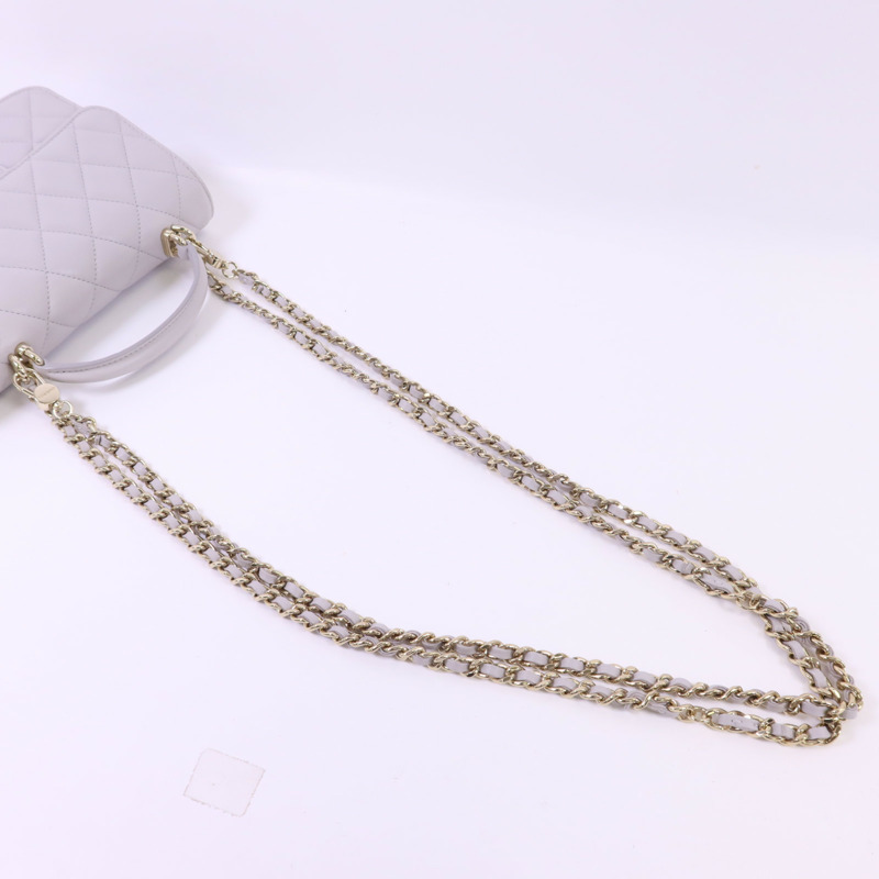 CHANEL 羊皮皮革Mini Flap Bag With Top Handle金扣手挽肩背兩用袋-4