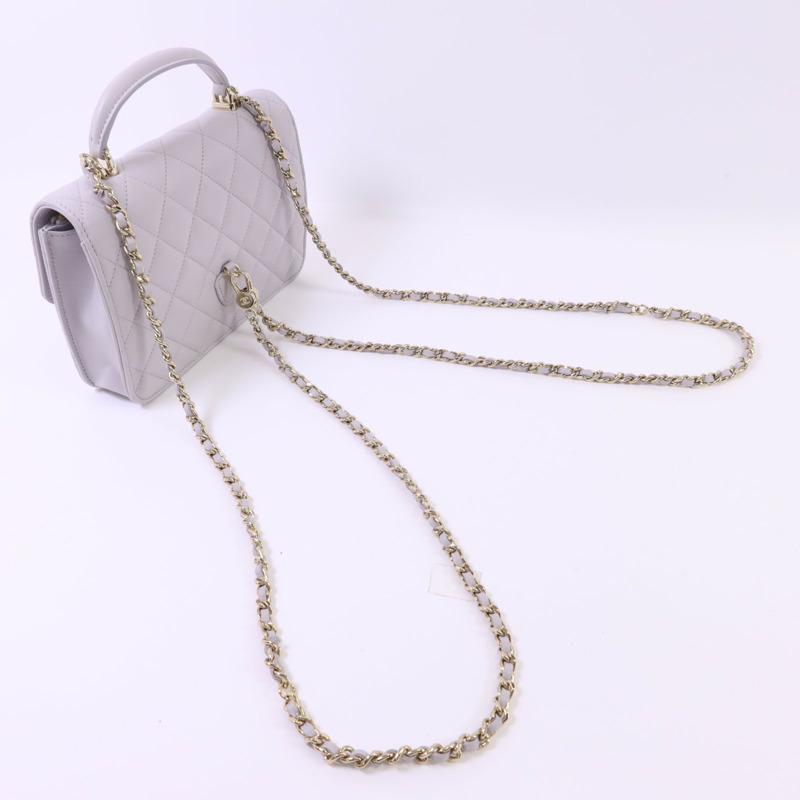 CHANEL 羊皮皮革Mini Flap Bag With Top Handle金扣手挽肩背兩用袋-5