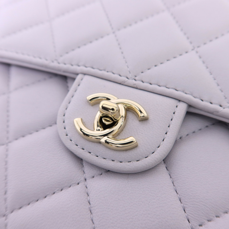 CHANEL 羊皮皮革Mini Flap Bag With Top Handle金扣手挽肩背兩用袋-11