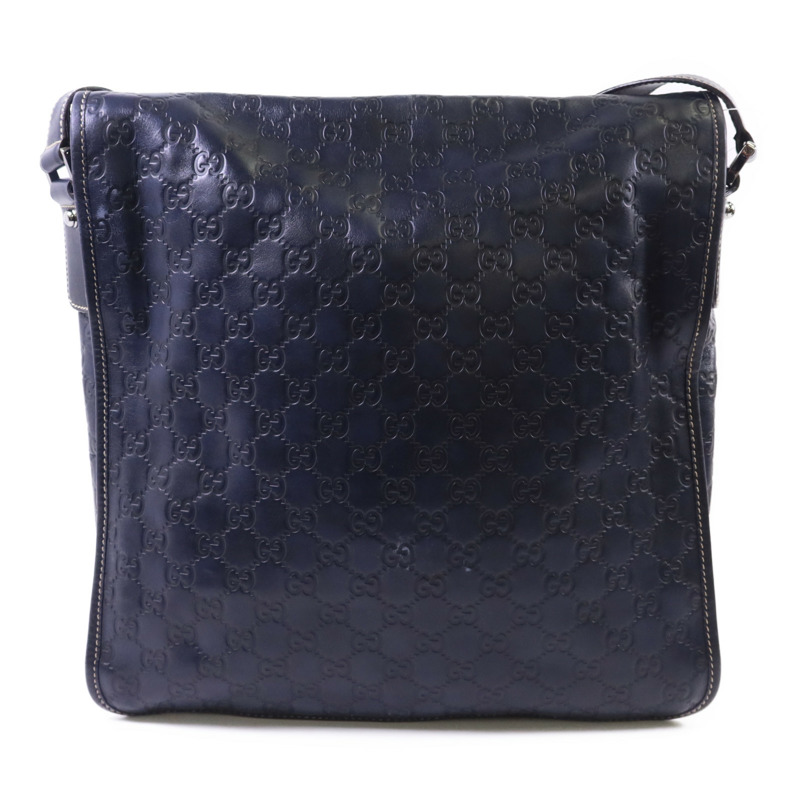 GUCCI 牛皮皮革Messenger Bag銀扣肩背袋-1