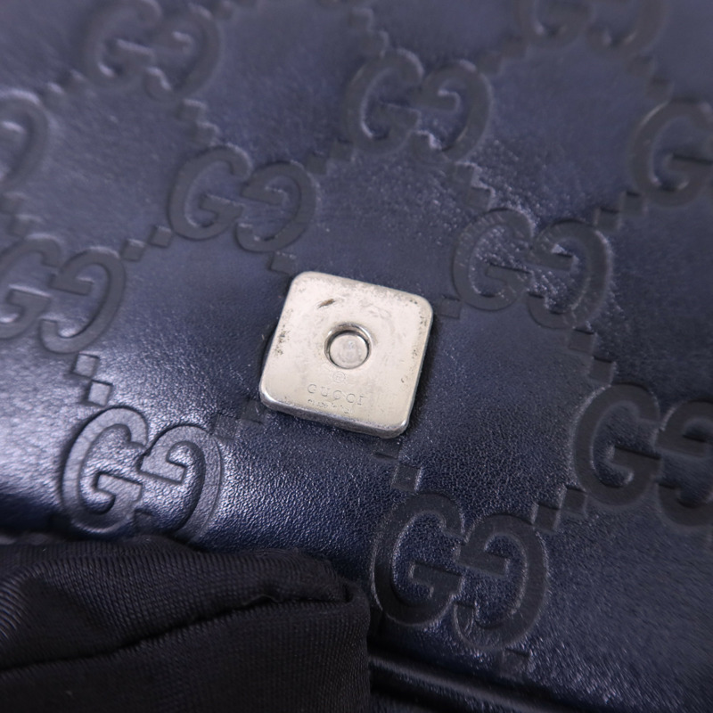 GUCCI 牛皮皮革Messenger Bag銀扣肩背袋-9