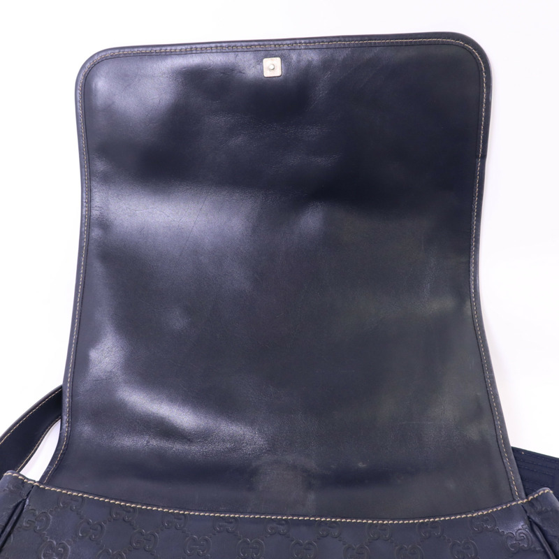 GUCCI 牛皮皮革Messenger Bag銀扣肩背袋-11