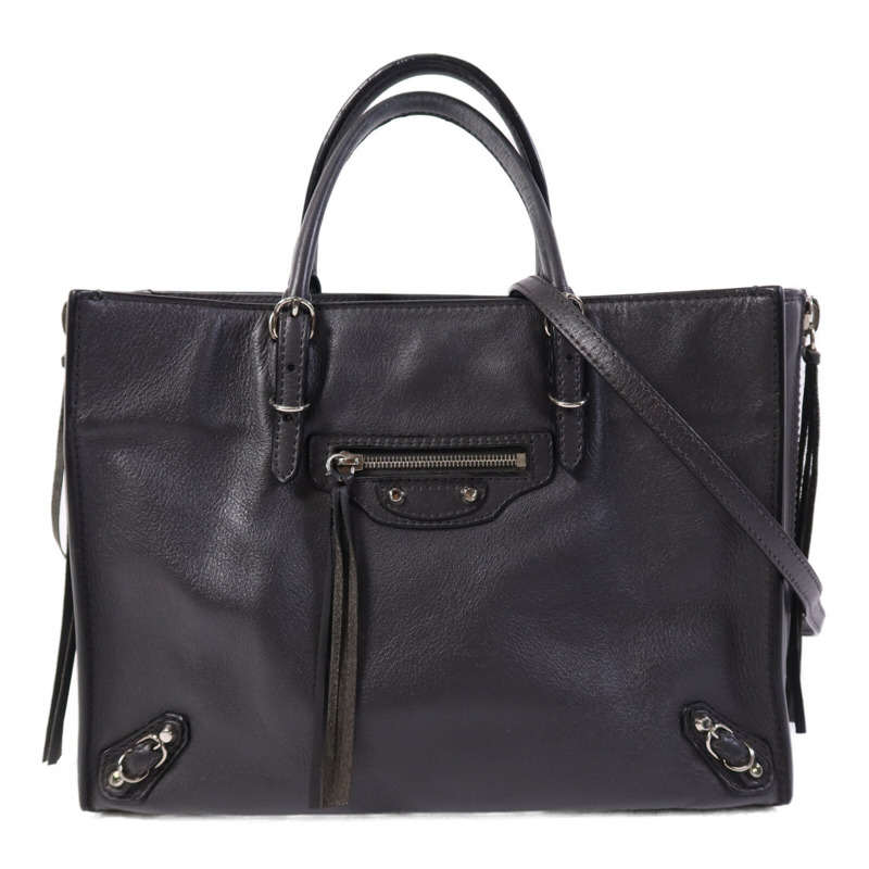 BALENCIAGA 牛皮皮革Shoulder Bag銀扣手挽肩背兩用袋-0