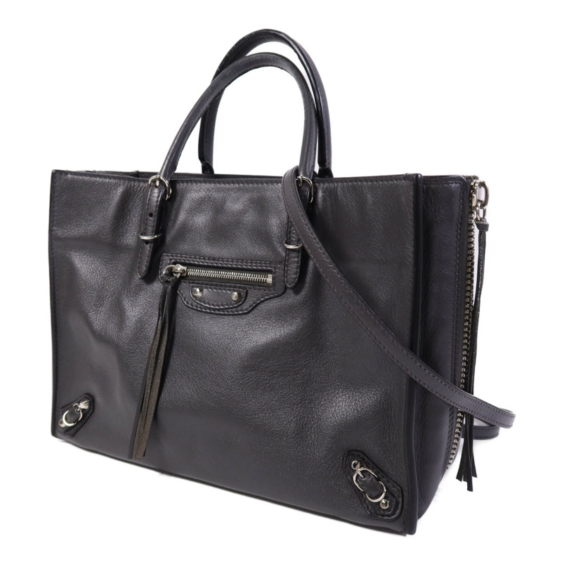 BALENCIAGA 牛皮皮革Shoulder Bag銀扣手挽肩背兩用袋-2