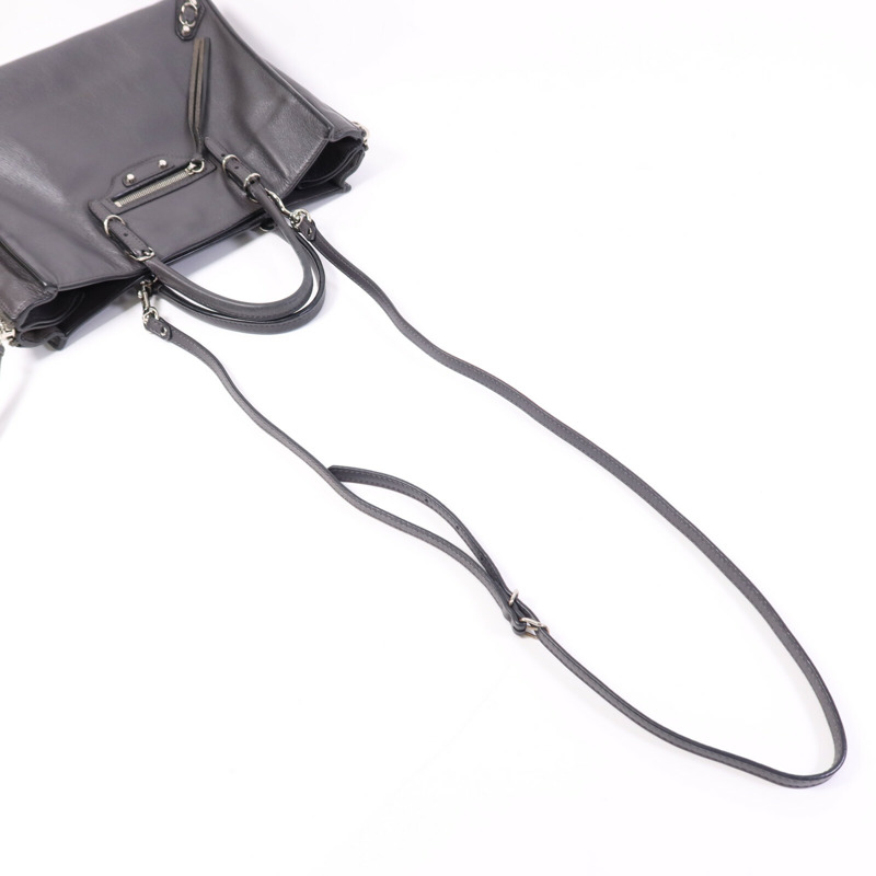 BALENCIAGA 牛皮皮革Shoulder Bag銀扣手挽肩背兩用袋-9