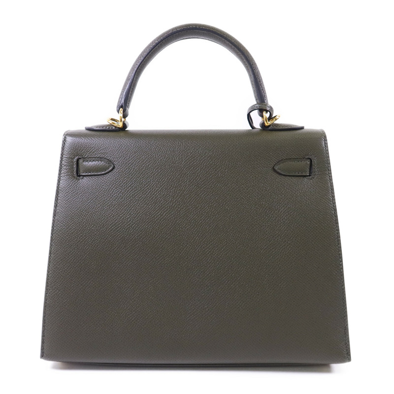 HERMES Epsom皮革Kelly 25金扣手挽肩背兩用袋Vert Gris-1