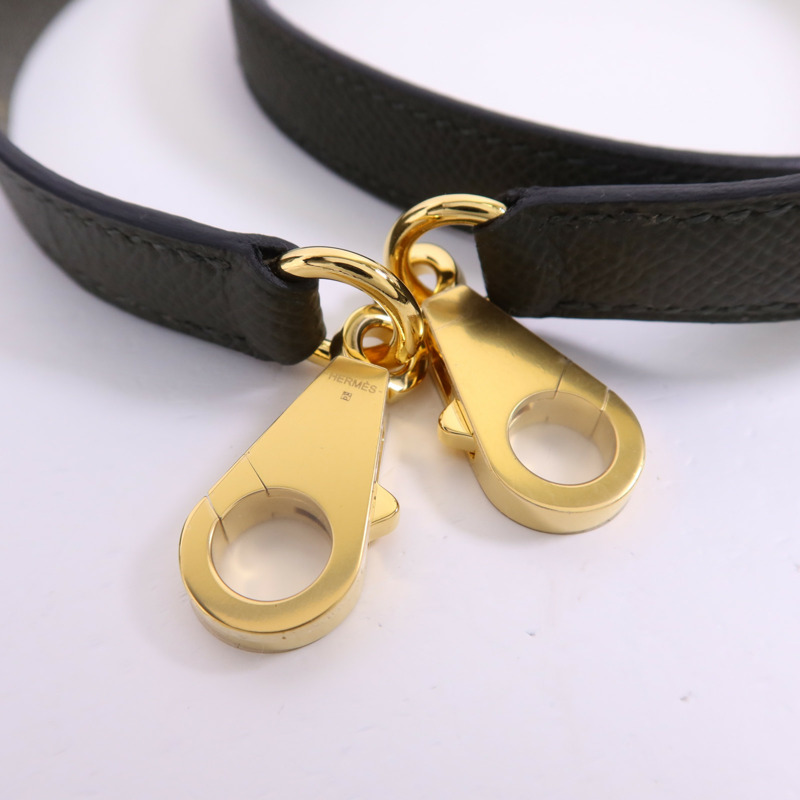 HERMES Epsom皮革Kelly 25金扣手挽肩背兩用袋Vert Gris-9