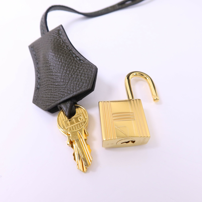 HERMES Epsom皮革Kelly 25金扣手挽肩背兩用袋Vert Gris-10