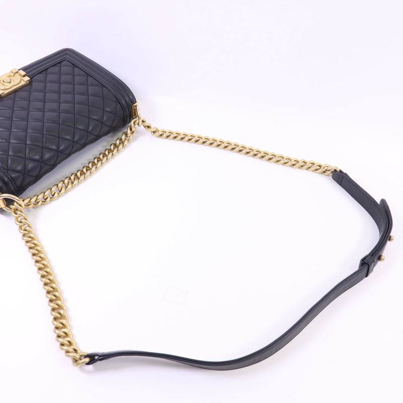CHANEL 牛皮皮革Boy 25金扣鏈帶肩背袋-5