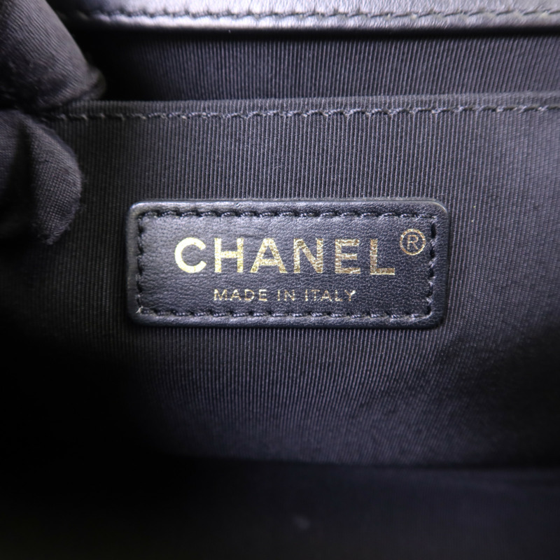 CHANEL 牛皮皮革Boy 25金扣鏈帶肩背袋-7