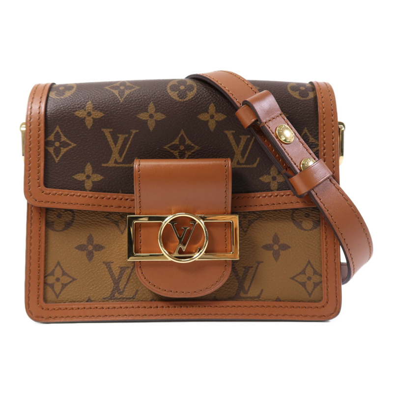 LOUIS VUITTON Monogram Reverse Mini Dauphine金扣肩背袋-0