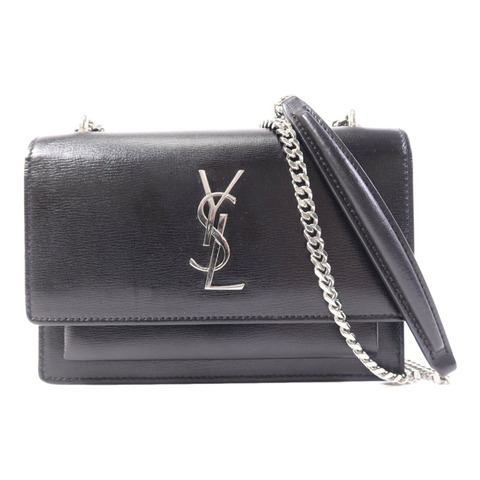 YVES SAINT LAURENT 牛皮皮革Sunset銀扣鏈帶肩背袋