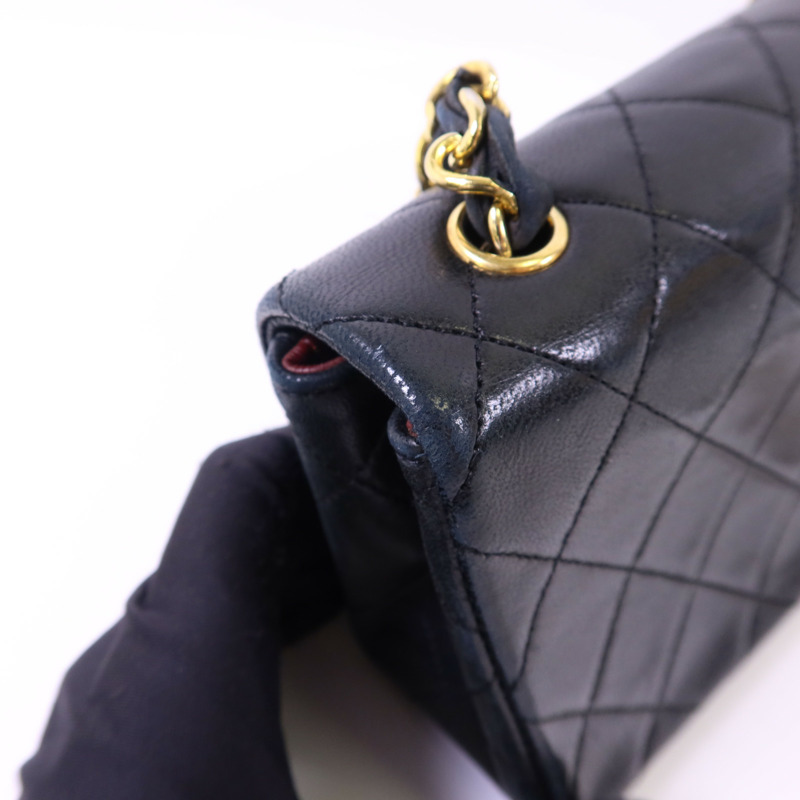 CHANEL 牛皮皮革Chain Shoulder Bag金扣鏈帶肩背袋-17