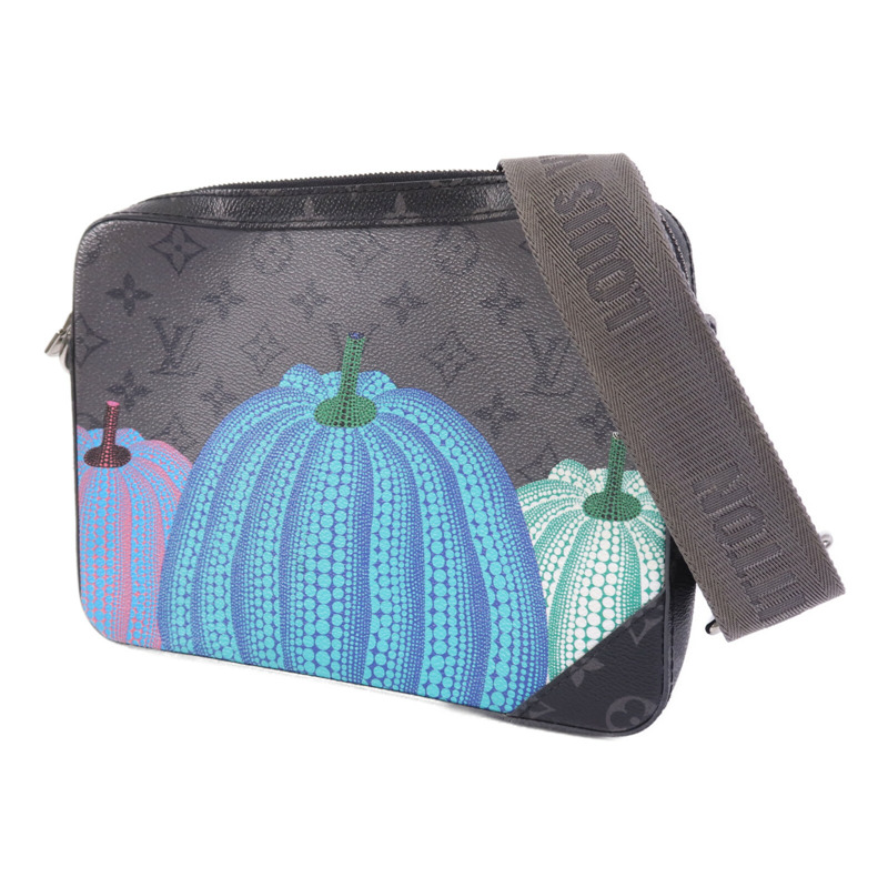 LOUIS VUITTON Monogram Eclipse YK x Trio Messenger銀扣肩背袋-1