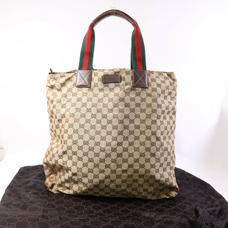 GUCCI 帆布Tote Bag銀扣手挽袋-0