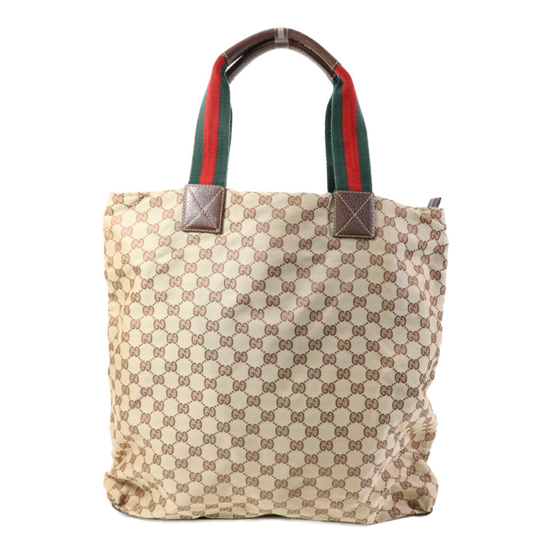 GUCCI 帆布Tote Bag銀扣手挽袋-1