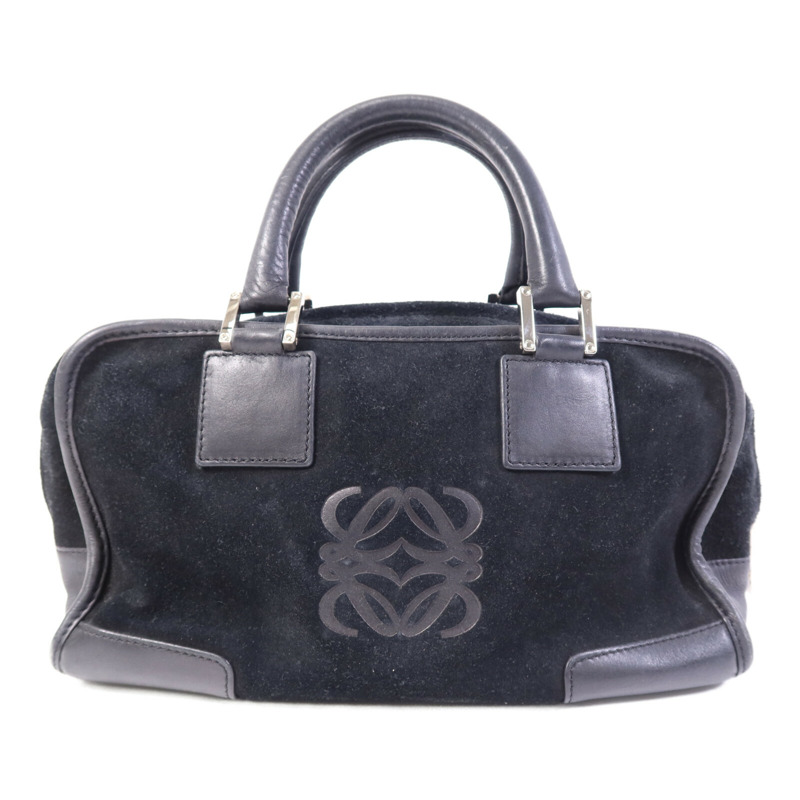 LOEWE 麂皮/牛皮皮革Amazona Small銀扣手挽袋-1