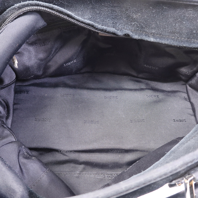 LOEWE 麂皮/牛皮皮革Amazona Small銀扣手挽袋-4