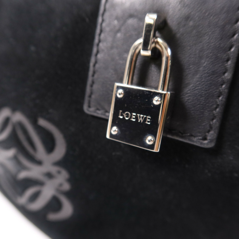 LOEWE 麂皮/牛皮皮革Amazona Small銀扣手挽袋-6