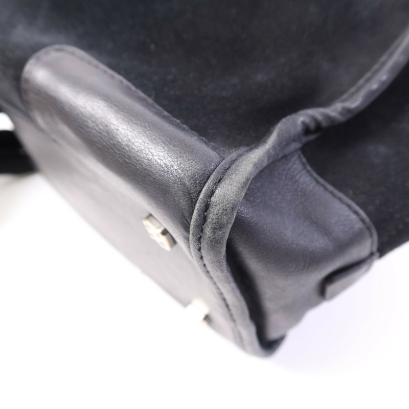 LOEWE 麂皮/牛皮皮革Amazona Small銀扣手挽袋-9