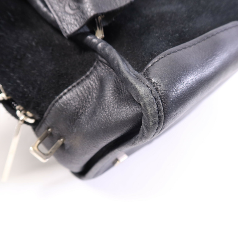 LOEWE 麂皮/牛皮皮革Amazona Small銀扣手挽袋-10