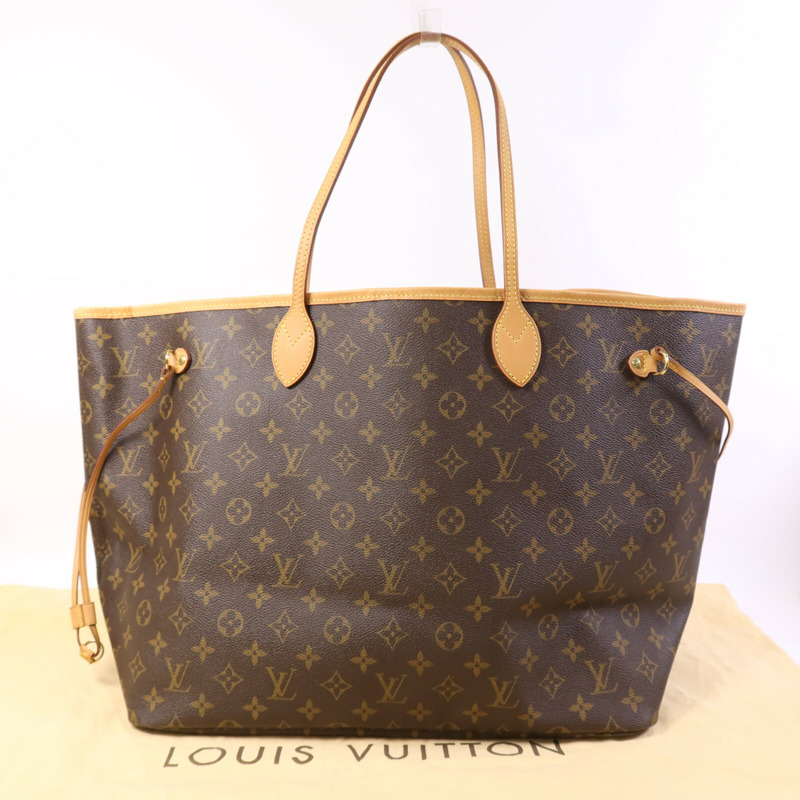 LOUIS VUITTON Monogram Neverfull GM金扣手挽袋-9