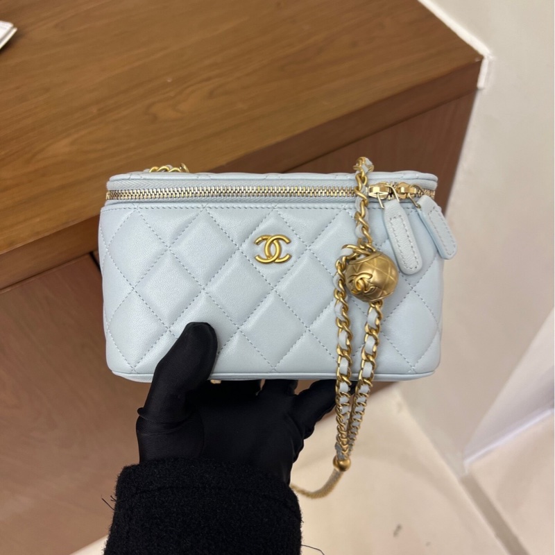 【97%新 2025年全新✨ 全網最低價】Chanel金球淡藍色長盒子鏈條包-1
