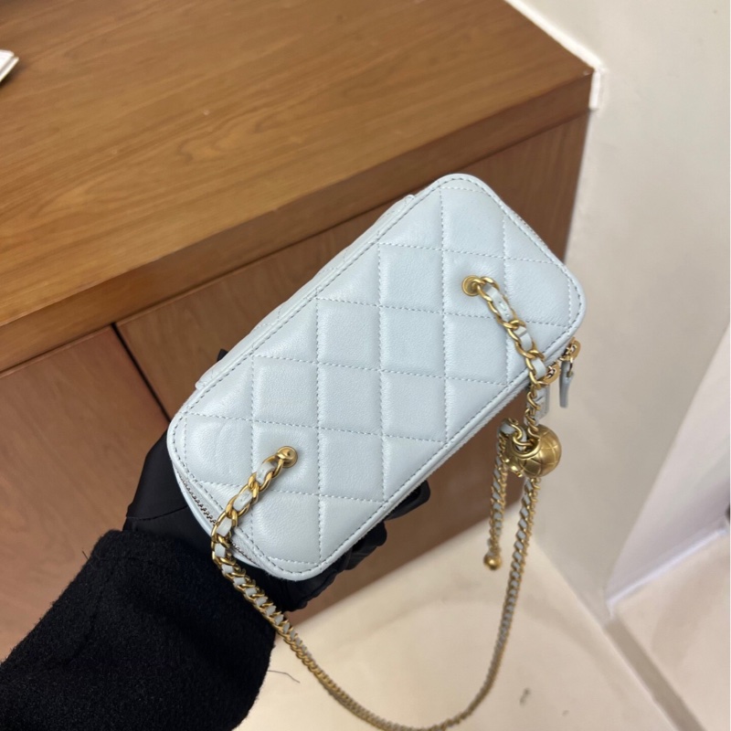 【97%新 2025年全新✨ 全網最低價】Chanel金球淡藍色長盒子鏈條包-3