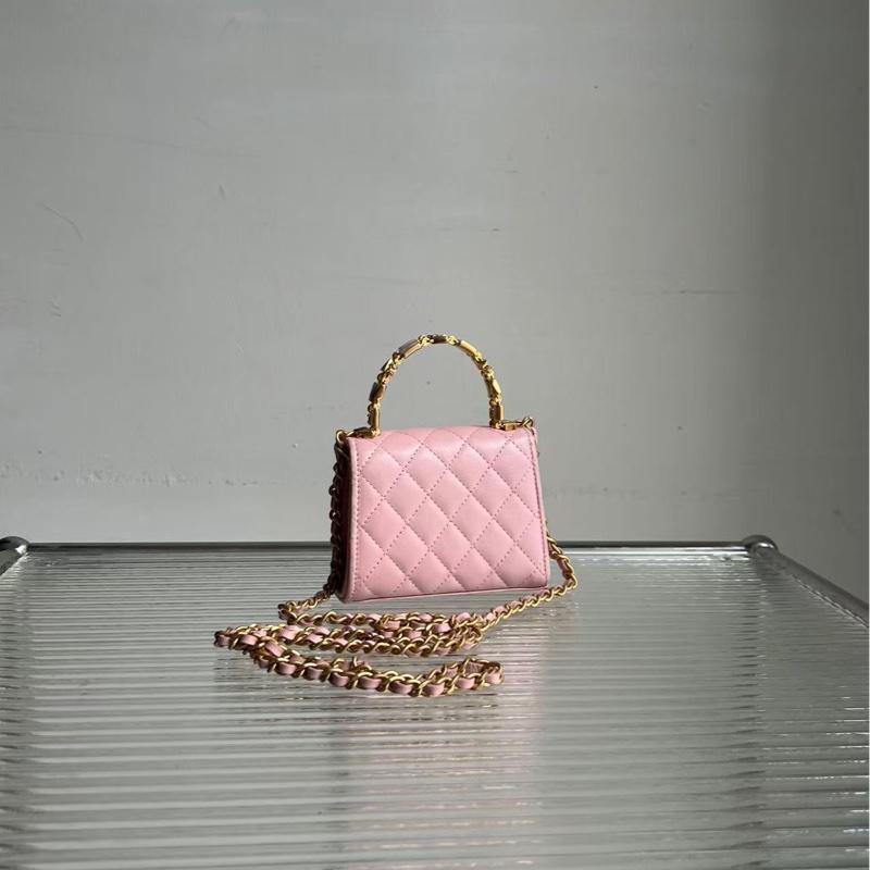 🔥新到:閒置🆕 Chanel/香奈兒22B Kellymini 琺瑯手柄櫻花粉金扣羊皮-1