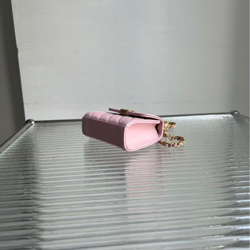 🔥新到:閒置🆕 Chanel/香奈兒22B Kellymini 琺瑯手柄櫻花粉金扣羊皮-3