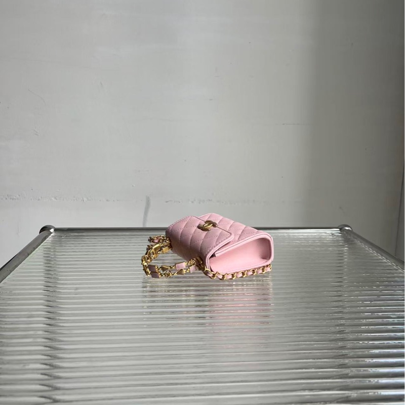 🔥新到:閒置🆕 Chanel/香奈兒22B Kellymini 琺瑯手柄櫻花粉金扣羊皮-4