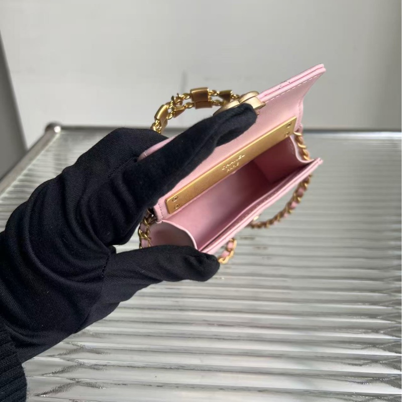 🔥新到:閒置🆕 Chanel/香奈兒22B Kellymini 琺瑯手柄櫻花粉金扣羊皮-9