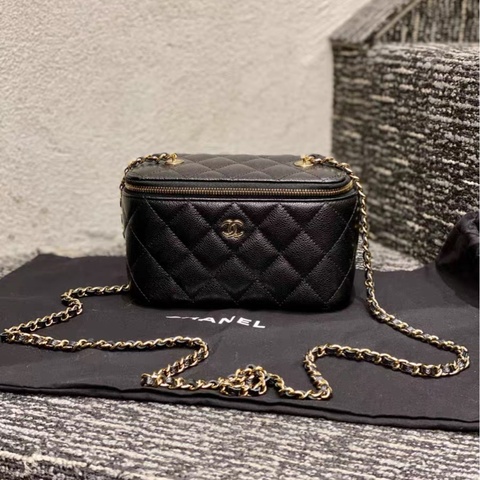 【99% ✨ 全網最低價】Chanel 黑金魚子醬皮長盒子鏈條包