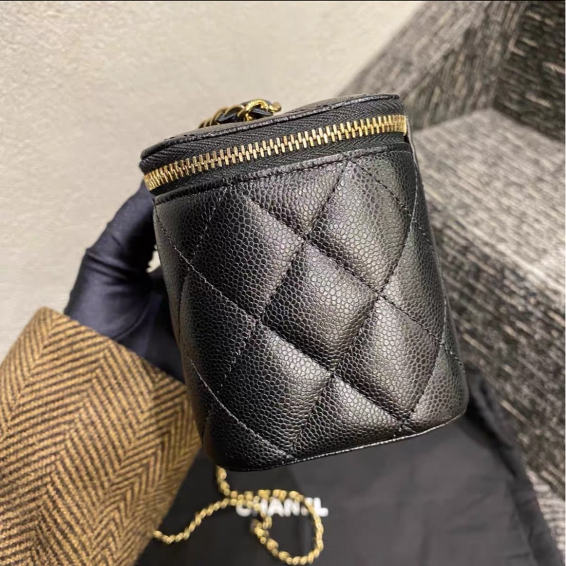 【99% ✨ 全網最低價】Chanel 黑金魚子醬皮長盒子鏈條包-2