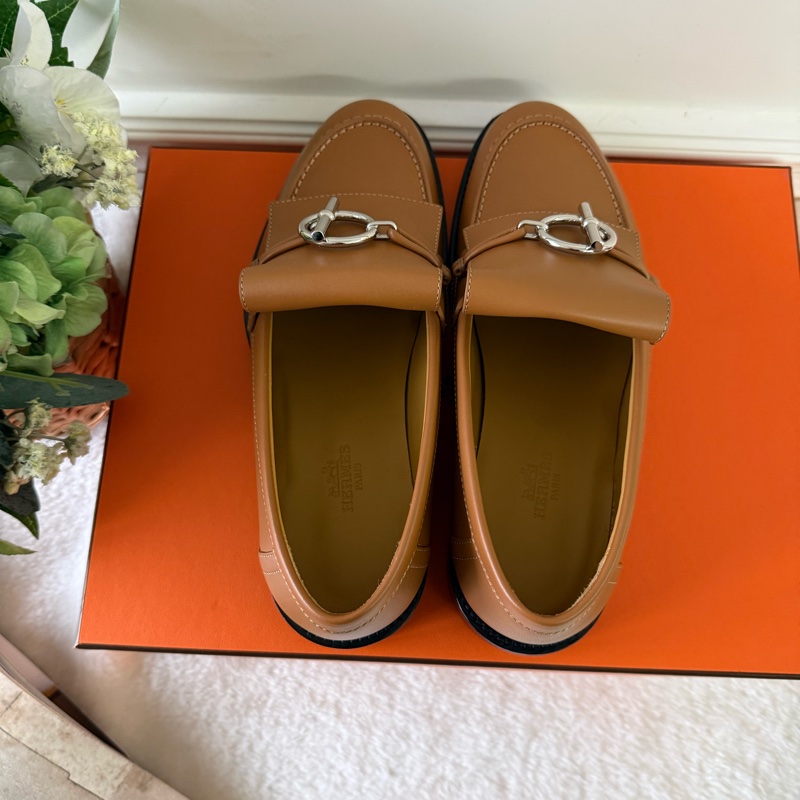 Impact 銀色馬銜造型樂福鞋36.5(金棕色)-5