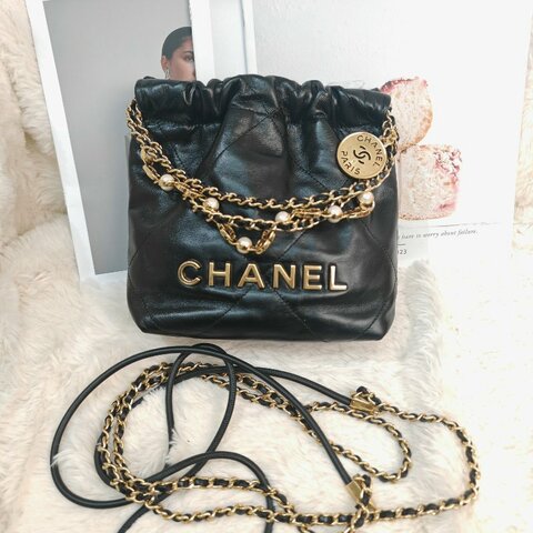 Chanel 22bag mini 黑金 芯片款